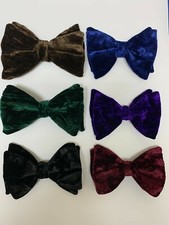 CRUSHED VELVET BOWTIES men's clip on style-CHOOSE FROM 6 DIFFERENT COLORS
