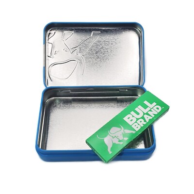 bull brand tobacco tin BULL BRAND TOBACCO TIN Embossed 1oz BLUE with 1 Regular Booklet