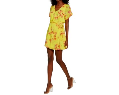 Women's All in Favor Simone Floral Wrap Front Mini Dress Size XS NWT