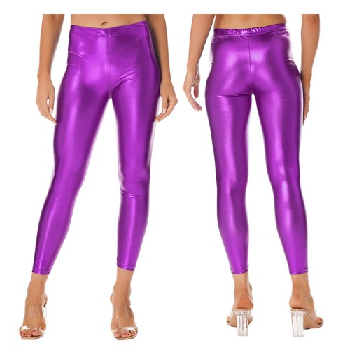 Damen Kunstleder High Waist Leggings Skinny PU Leder Hose Strumpfhosen Clubwear - Picture 8 of 55