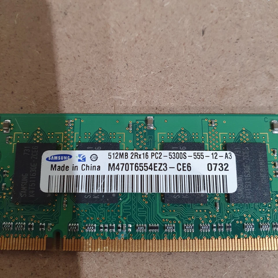 Samsung ?M470T6554EZ3-CE6 512MB 2Rx16 667Mhz PC2-5300C Laptop DDR2 SDRAM Memory - Image 2 of 4