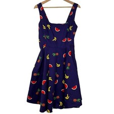 Vintage 90's Novelty Purple Fruit Print A-line Dress Size: 1x