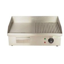 Grillplatte elektro elektrisch Gusseisen halb geriffelt Wurstgrill