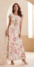 14 Midnight Velvet Pink Floral Formal Wedding Church Makenzie Flowy Maxi Dress