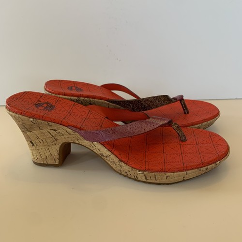 Sz. 8.5 Timberland Womens Heels Kickin Up Sand Pink Archwedge Thong Orange 92390 - Picture 2 of 8