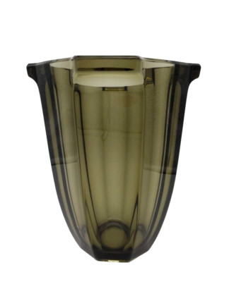 ANTIQUE ART DECO CRYSTAL VASE SMOKED COLOR VAL SAINT LAMBERT OR MURANO 1930s
