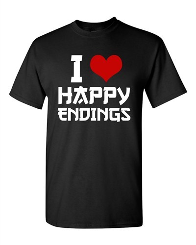 T-shirt adulto I Love Happy Endings divertente massaggiatore relax umorismo DT - Foto 1 di 9