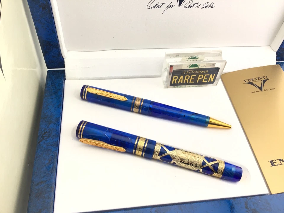 Visconti Empire VERMEIL Overlay LE Fountain Pen & Ballpoint Set NEW Year 2000 - Image 2 of 4