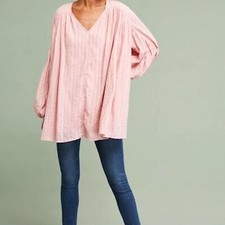 Anthropologie Steele Tripoli Mini Tunic Dress Pink Moonlight Boho Large
