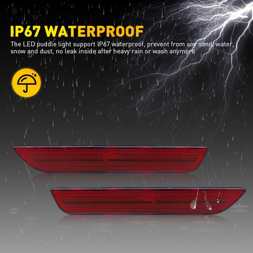 For 2010-2014 Ford Mustang Rear Bumper Side Marker Lights Reflectors Red Lens US - Picture 5 of 10