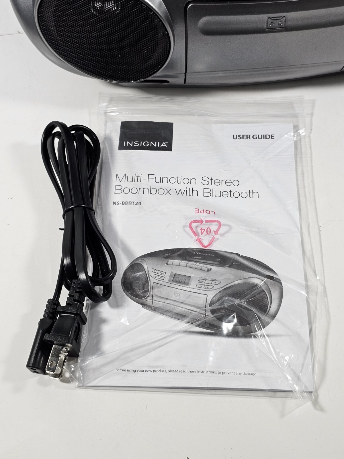 Insignia- AM/FM Radio Portable CD Boombox with Bluetooth - Silver/Black ...