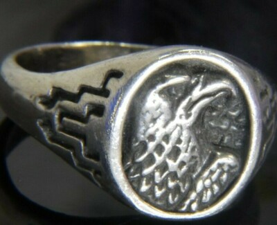 Large Eagle Head Ring - .925 Sterling Silver Men's Band, Sizes 9-13, Bold Statement Jewelry