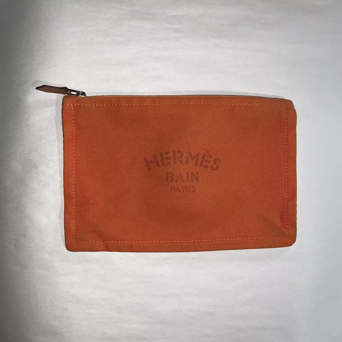 pre-loved authentic HERMES bain/swim orange cotton zip top Pouch travel bag