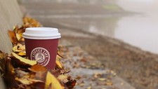 Landscape fall leaves coffee cup water Custom Gaming Mat Desk