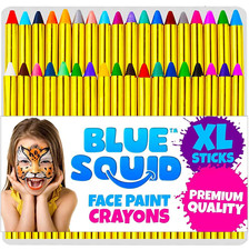 Blue Squid Face Paint Crayons for Kids - 36Pcs XL Non-Toxic, Washable Body Paint