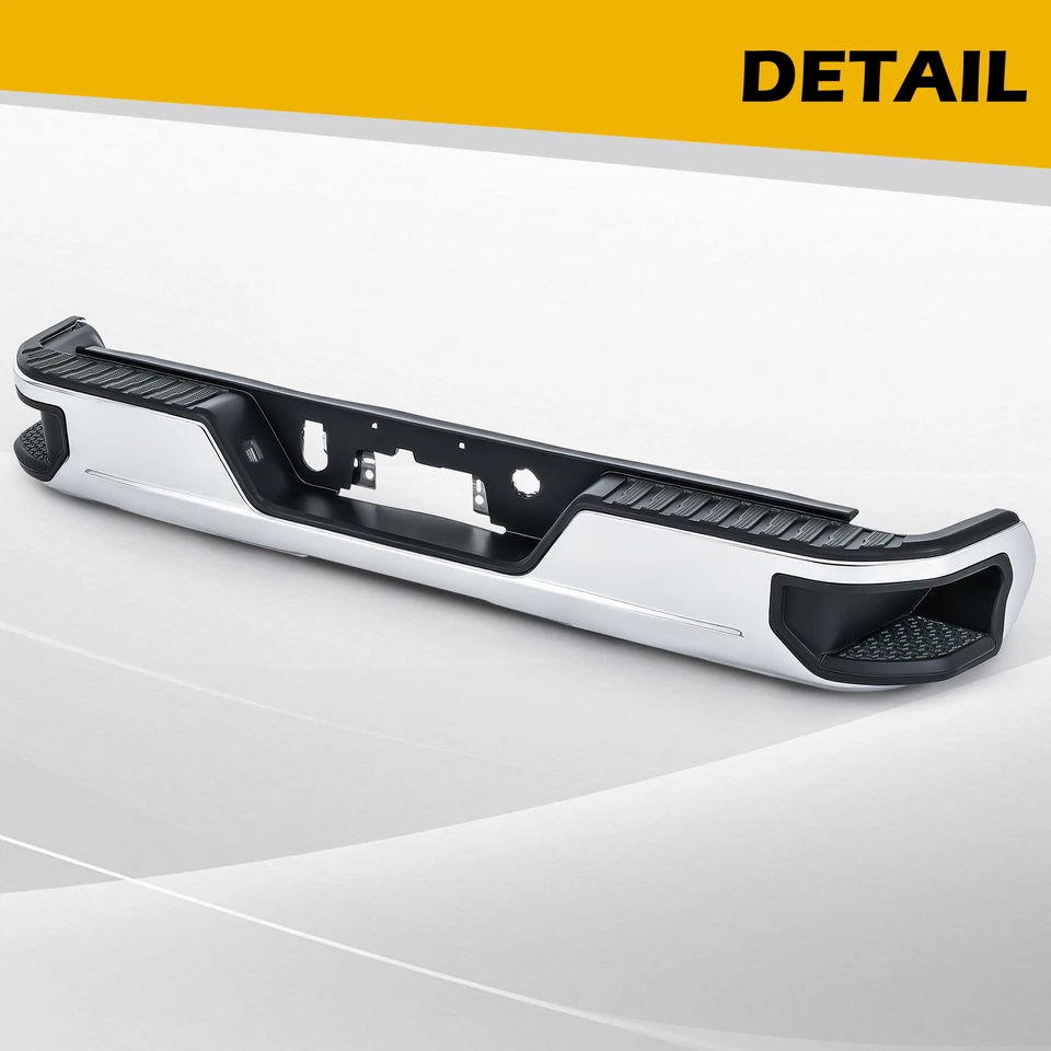 Chrome Rear Step Bumper Face Bar for 2019-2025 Chevy Silverado GMC Sierra Foto 3 de 4