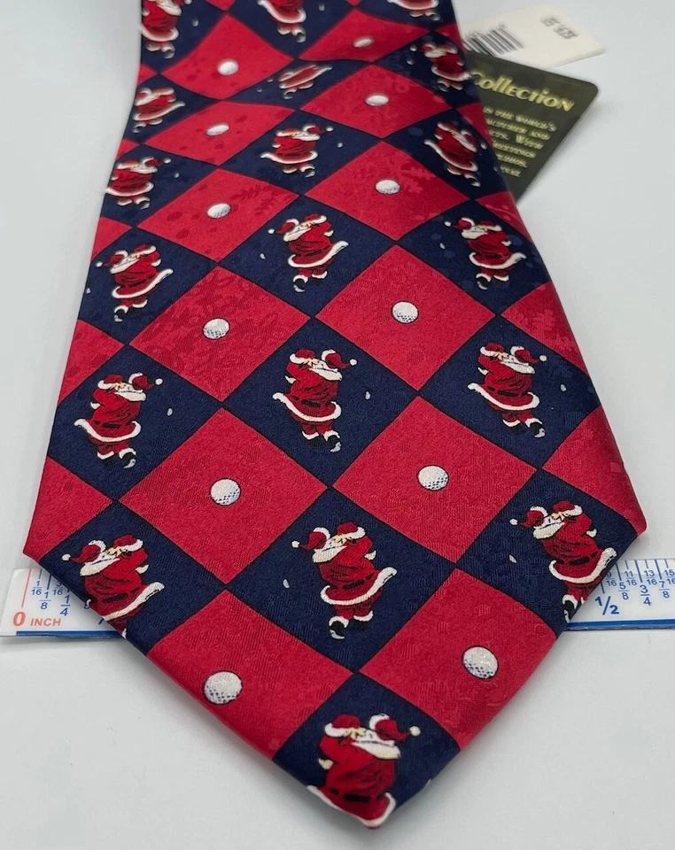 Мужской галстук American Greetings из 100% шелка ~ Санта-Клаус ~ гольф ~ ручная работа! - Изображение 4 из 4
