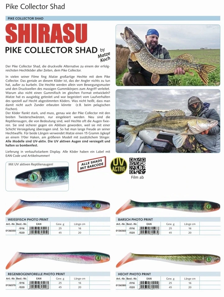 Balzer Shirasu Pike Collector Shad Matze Koch UV-aktiv Hecht Zander Gummifisch - Bild 2 von 4