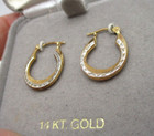 14K Yellow & White Gold Diamond-Cut Hoop Earrings .70" — photo 1