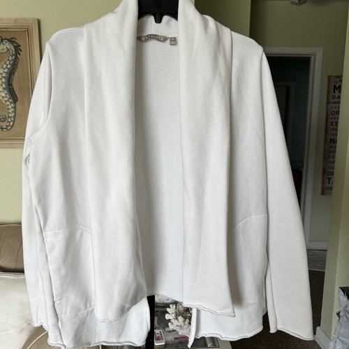 Athleta Gr. M Jacke weiß vorne offen Schalkragen Taschen  - Bild 1 von 7