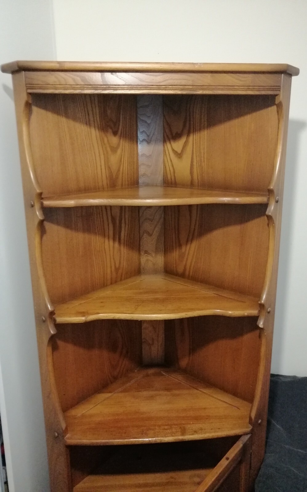 vintage retro Ercol Corner display storage cupboard shelf unit
