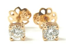 18ct Rose Gold Diamond Stud Earrings Round Brilliant Cut VS 4.4mm Wide 0.64ct