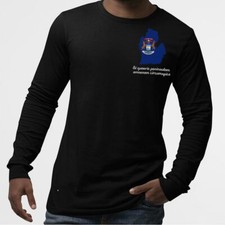 Michigan UnisexTshirtLongSleeve-State Flag With Motto Printed