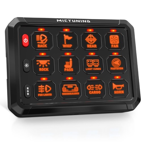 MICTUNING P1S 12 Gang Switch Panel RGB LED Light Bar Relay System Marine 12/24V - Picture 13 of 24