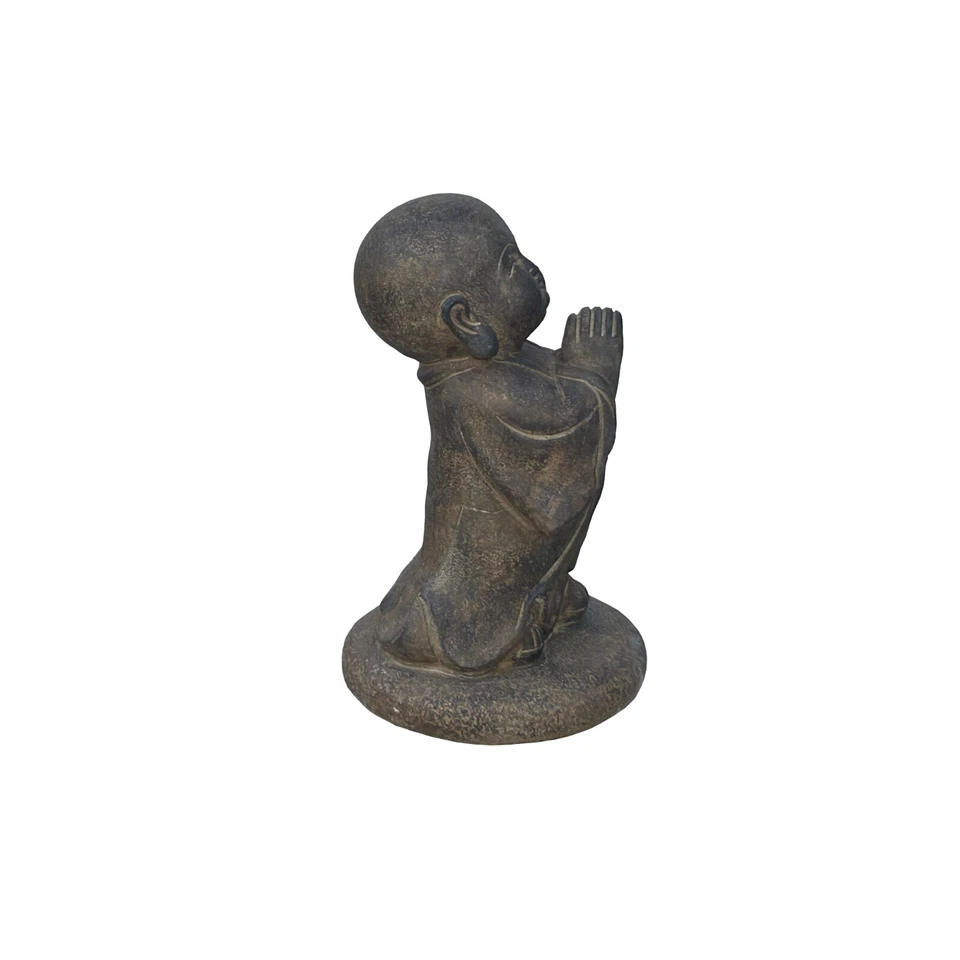 Estátua fofa monge Lohon 16,5" pedra cinza escura chinesa Anjali Mudra ws3632 - Imagem 2 de 4