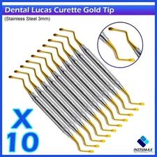 X10 Lucas Curette Gold Dental/Surgical Bone Curettes Serrated INSTUMAX®