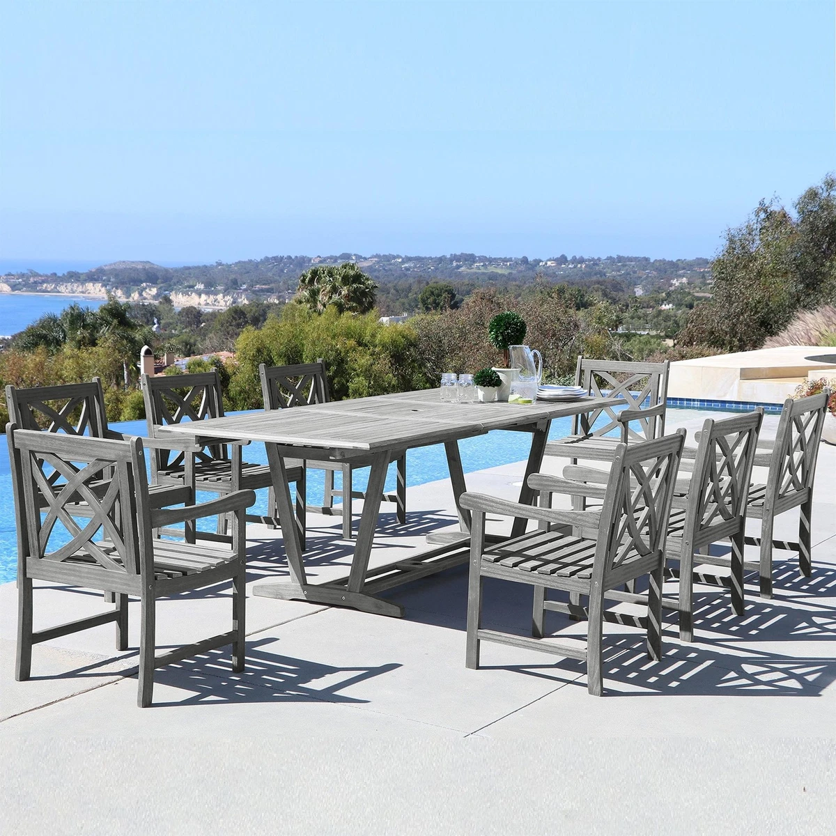 VIFAH VIFAH Renaissance Grey Shorea wood Patio Bar in the Patio Bars