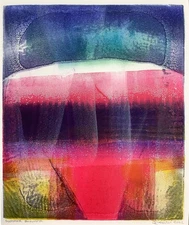 Summer Shower Monoprint Original Signed Impressionistic Landscape