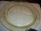 HAZEL ATLAS FLORENTINE  Yellow Depression Glass Grill Plates Set of 2