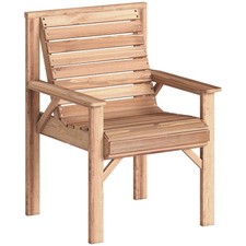 Outsunny Wood Garden Chair Outdoor Dining Chair with Curved Seat, Natural