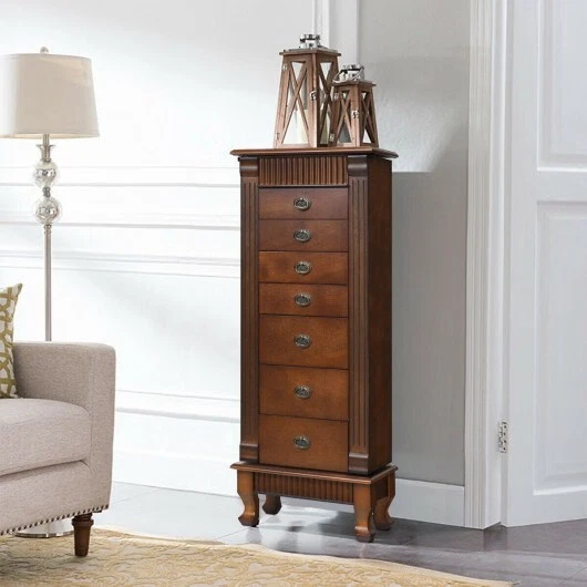 Armario de madera para joyería armario armario de almacenamiento con cajones y puertas batientes Foto 3 de 4