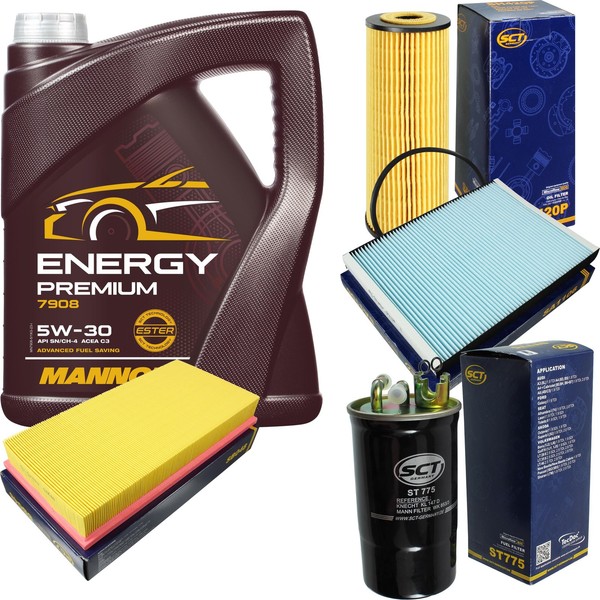 SCT Inspektionspaket 5L Mannol Energy 5W-30 FüR Audi A3 1.9 TDI Skoda Octavia I-image