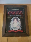 Coca-Cola Ideal Brain Tonic Relieve Fatigue Wood Frame Glass Sign 19" x 15" Vtg