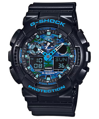 G-SHOCK GA-100CB-1A Black Blue with Black Rubber Strap Men s Watch GA-100 SERIES