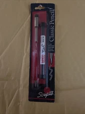 VINTAGE SCRIPTO Clasic Mechanical Twist Pencil Long Lead Clear Red 1991 NEW