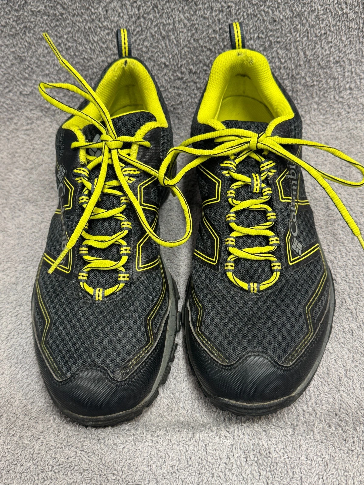 Columbia Techlite Trail Running Shoes Men’s 10 Black Neon Yellow Omni-Grip Lug