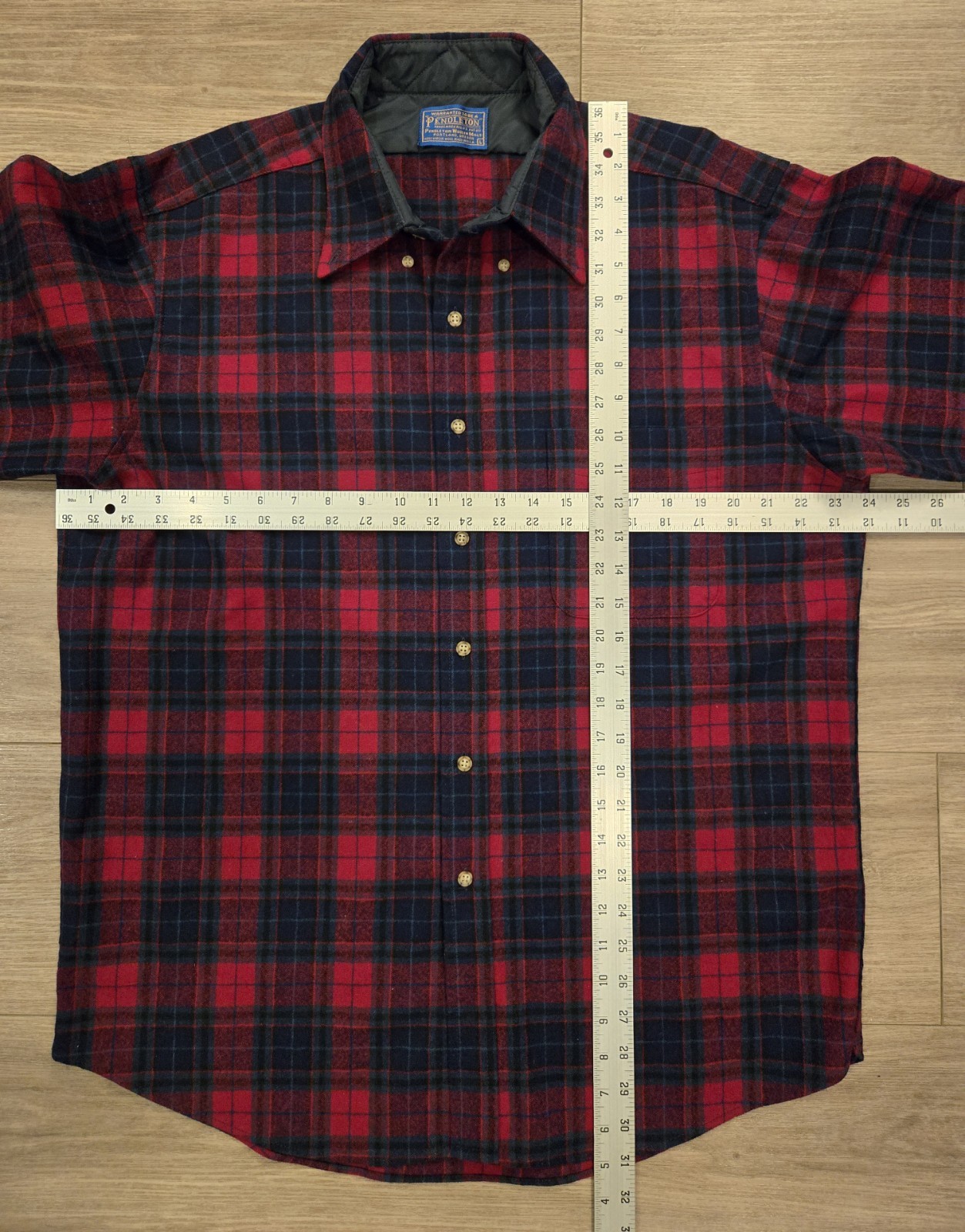 VTG Pendleton Virgin Wool Red 1960s Button Up Pla… - image 8