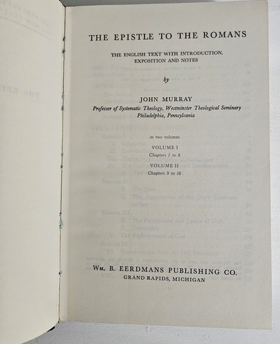 Commentary on the Romans by John Murray, Hardcover, Eerdmans, Very Good, Clean - Bild 10 von 13