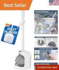 Toilet Plunger with Holder Bathroom Heavy Duty 5.3 Inch Drain Sinks
