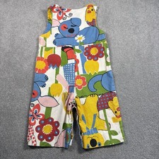1960s Toddler Jumper Retro Blue Dog Animals Cotton 12-24 Month Zip Back Snap Leg