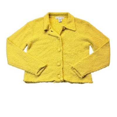 Ballinger Gold Yellow Boucle Knit Cardigan Jacket Women Size S Button