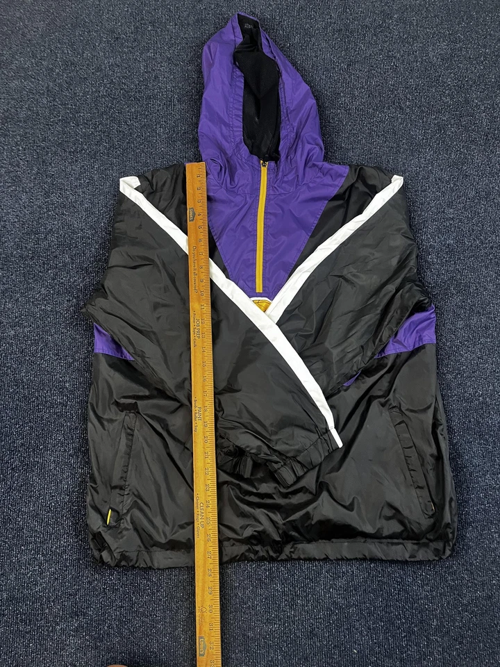 Chaqueta Pullover Rompevientos Los Angeles Lakers NBA Baloncesto Púrpura Negra Foto 4 de 4