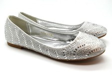 Womens Flat Glitter Pump Slip On Ballerina Wedding Party Bling Ladies Shoes Size