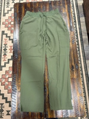Mandala Green Medical Scrub Pants Drawstring Waist Multiple Pockets