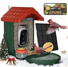 Smart Bird Feeder & Bath 2-in-1 4K Camera Solar AI Identify Outdoor Birdwatching