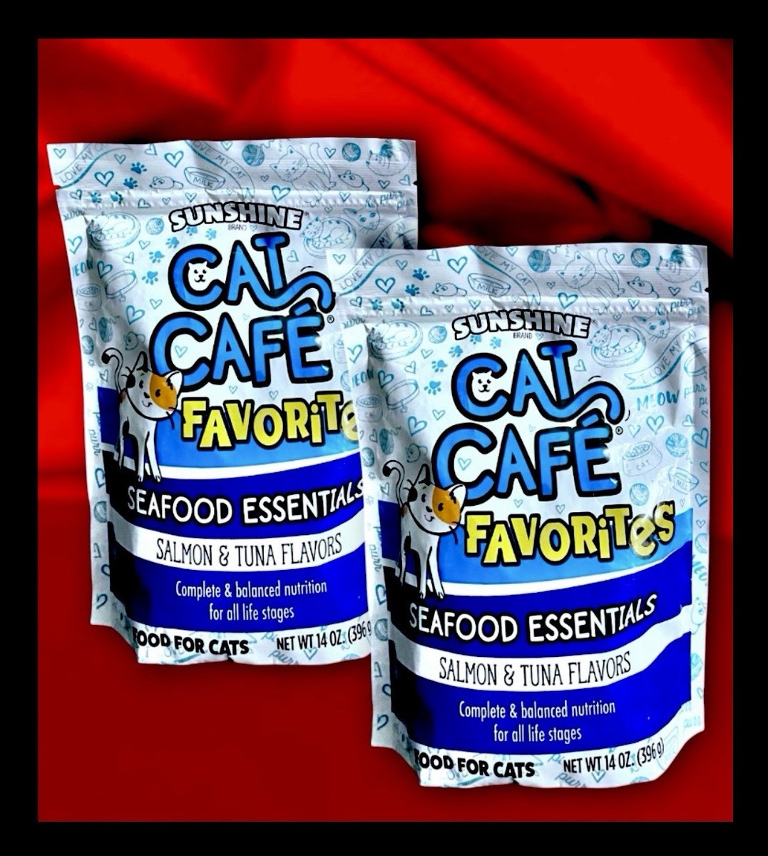 2 Bags Cat Cafe Seafood Salmon & Tuna Flavor Cat Food favorites
